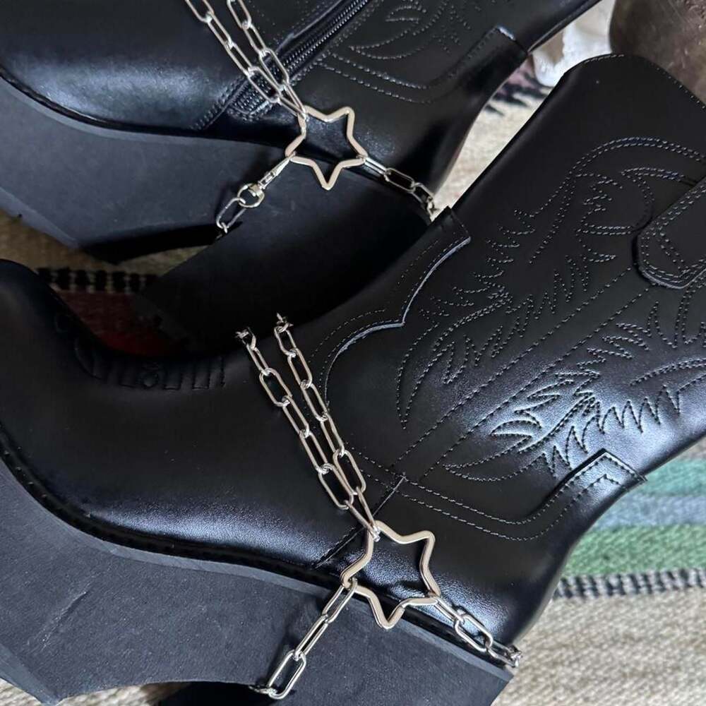 Custom Goth Star Chain Boot Harness Accessory - Picture 2 of 5